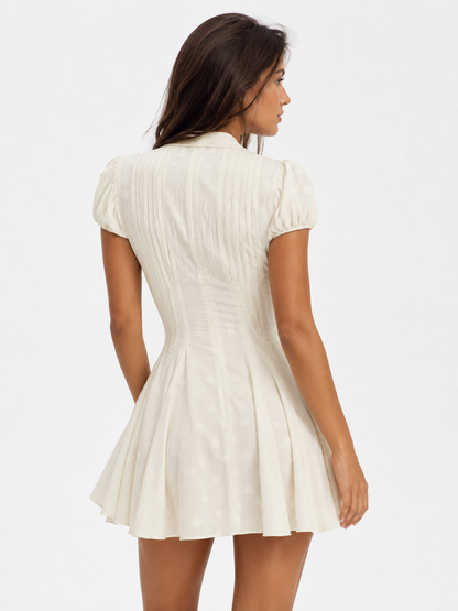 Polka-Dot Puff-Sleeve Mini Dress