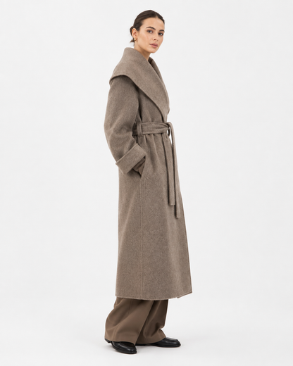 Shawl-Collar Belted Longline Coat
