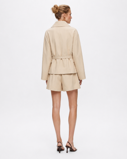 Belted Trench Jacket & Shorts Set
