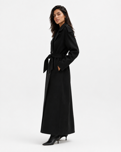 Belted Cape-Style Longline Coat
