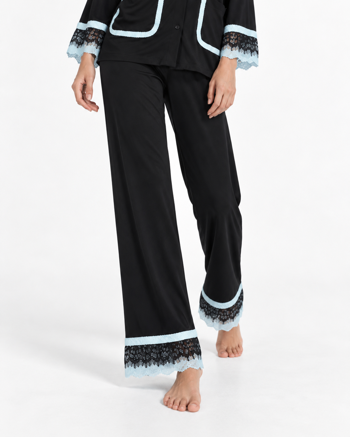 Lace-Trim Long-Sleeve Pyjama Set