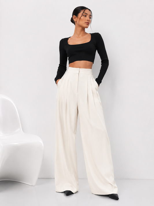 Relaxed High-Waist Wide-Leg Pants