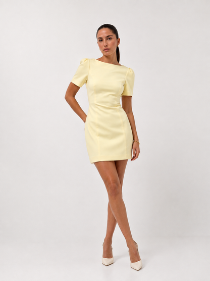 Sculpted Puff-Sleeve Mini Dress