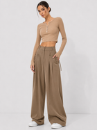 Gathered High-Waist Wide-Leg Pants