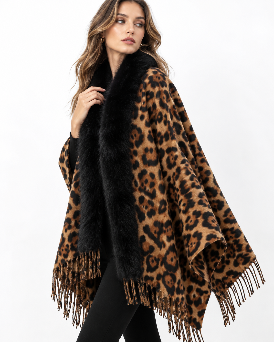 Trimmed Animal-Print Scarf