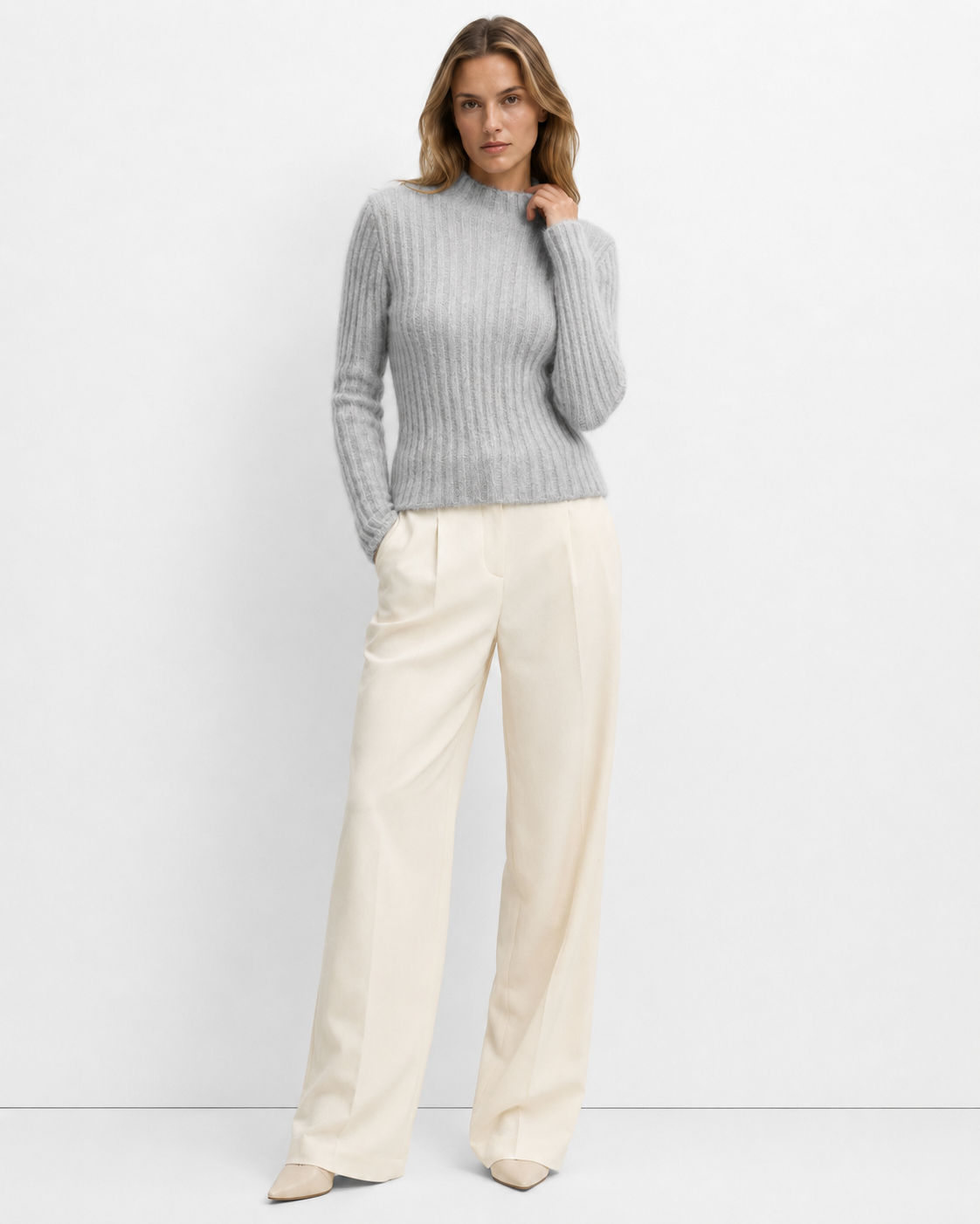 Half-High-Neck Knit Sweater