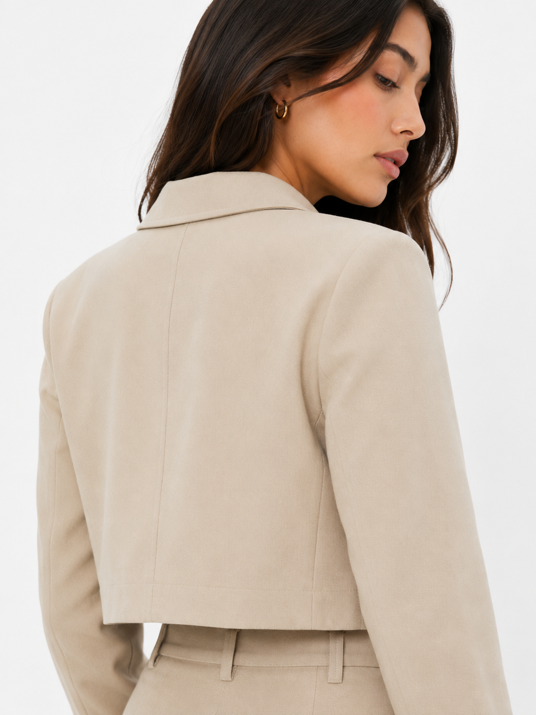 Buttoned Knit Cardigan and Tailored Pants Set
