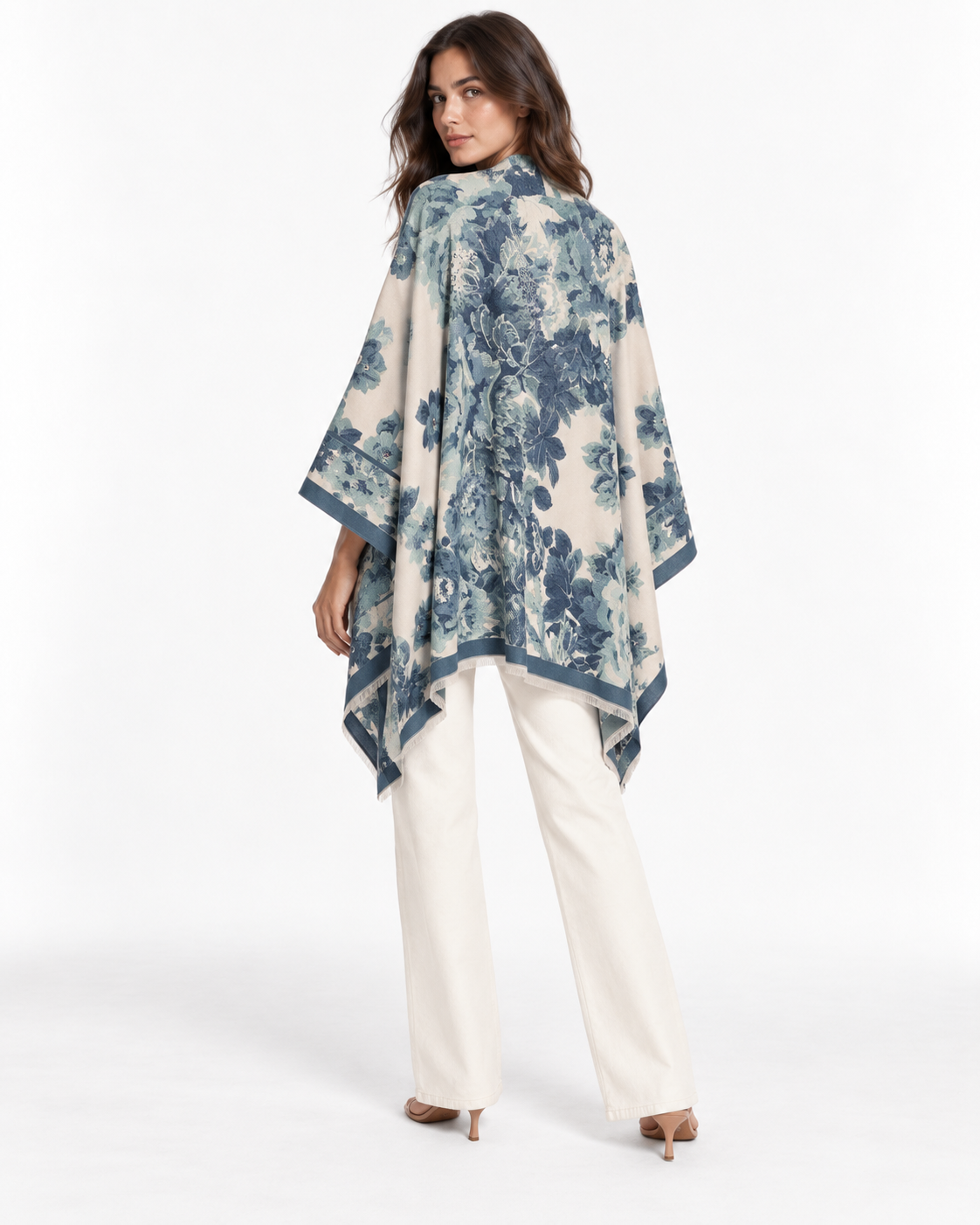 Floral-Print Draped Shawl