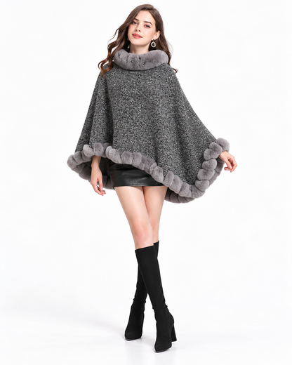 Trimmed Round-Neck Poncho