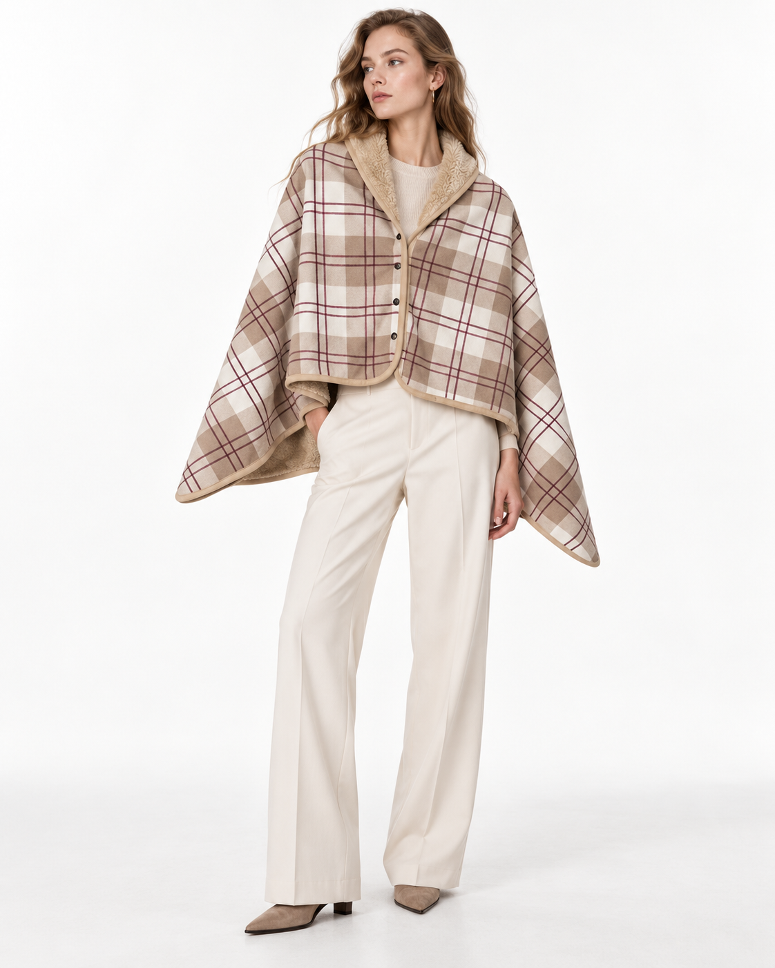 Double-Layer Tartan Blanket Scarf