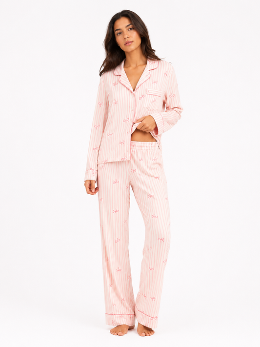 Classic Button-Front Long Pyjama Set