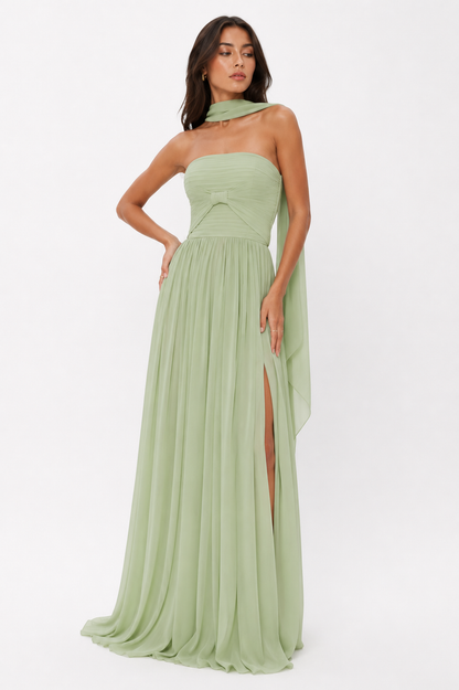 Pleated Halter Maxi Dress