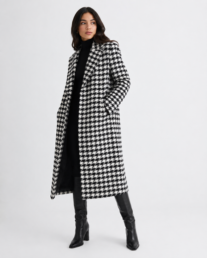 Houndstooth Double-Breasted Coat