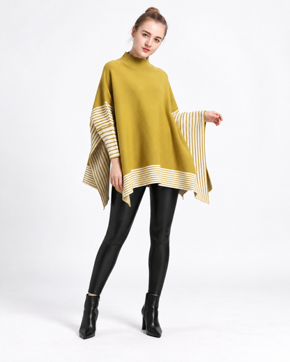 Striped Turtleneck Poncho