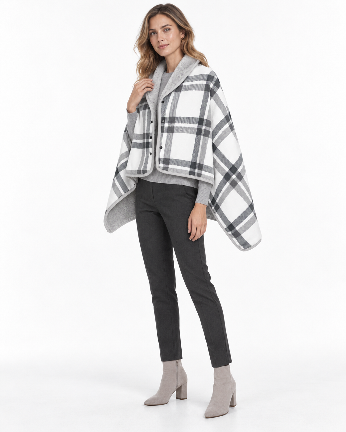 Double-Layer Tartan Blanket Scarf