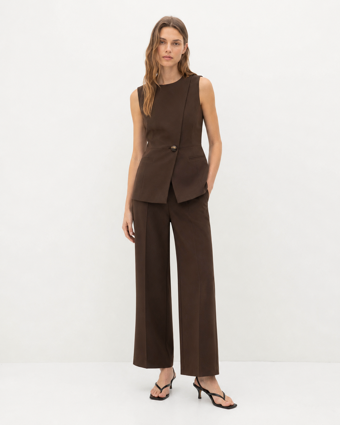 Asymmetric Vest Two-Piece Set