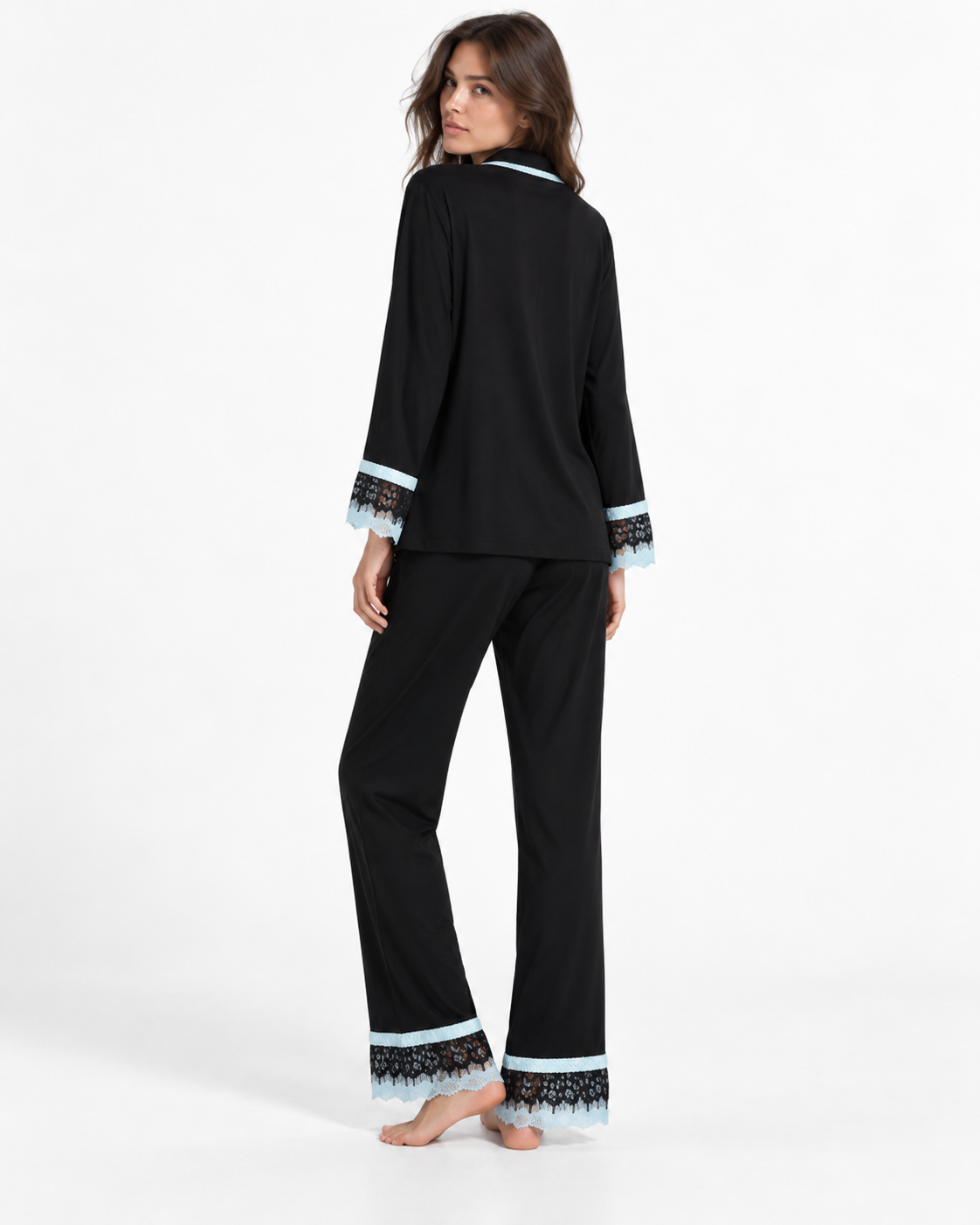Lace-Trim Long-Sleeve Pyjama Set