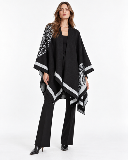 Printed Slit Cape Shawl