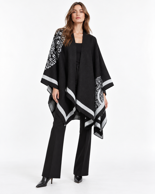 Printed Slit Cape Shawl