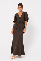 Ruffle Sleeve Blouse and Flowing Maxi Skirt Set