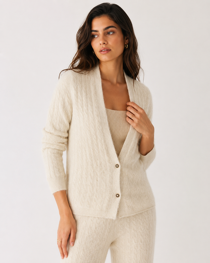 Scarf-Collar Knit Cardigan