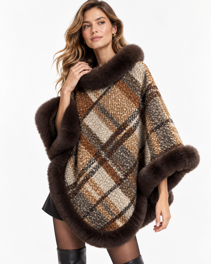 Striped Trimmed Poncho