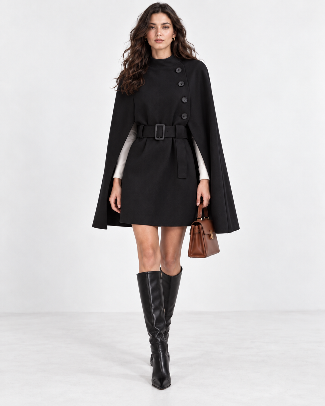 Belted Sleeveless Cape