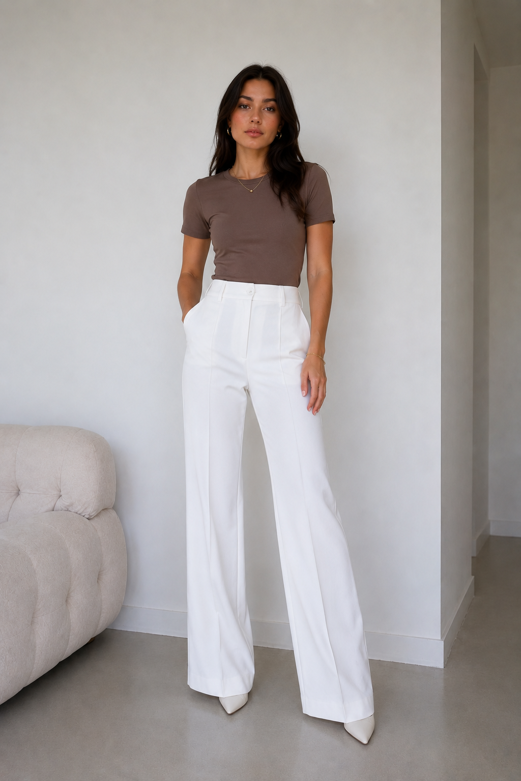 High-Waisted Wide-Leg Tailored Pants