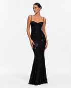 Asymmetric High-Neck Satin Maxi Dress