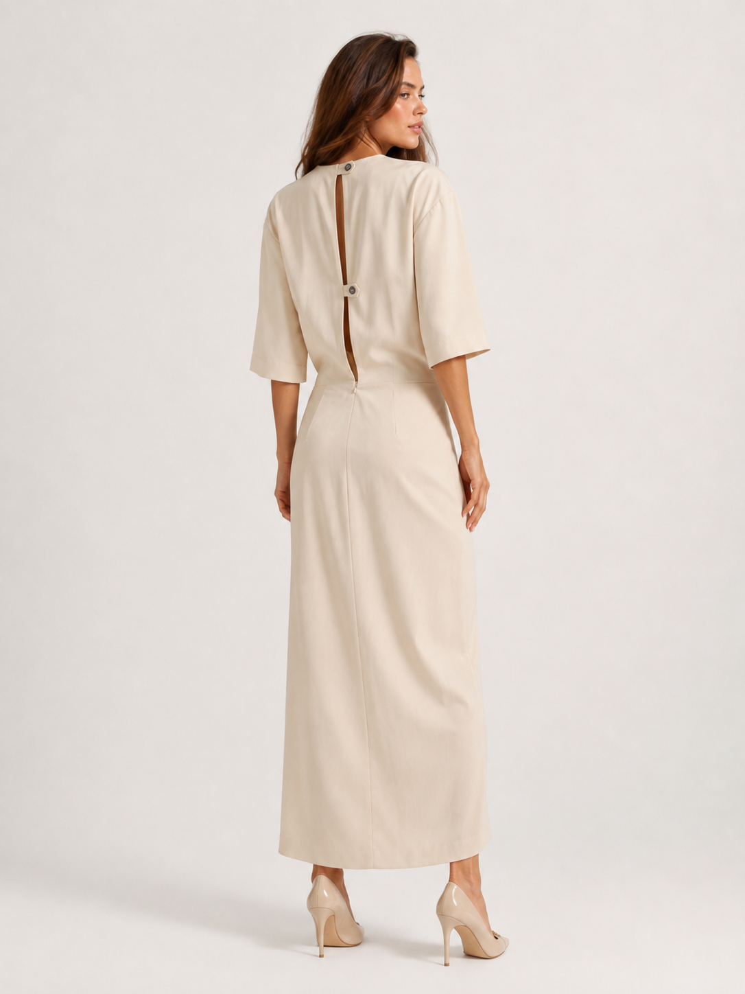 Draped Knot Detail Midi Dress