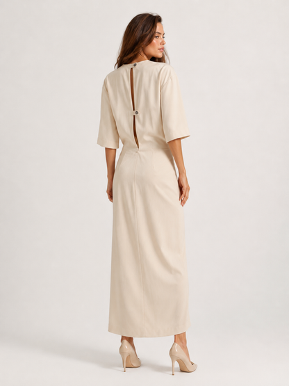Draped Knot Detail Midi Dress