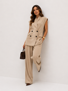 Tailored Double-Breasted Longline Vest & Straight-Leg Pants Set