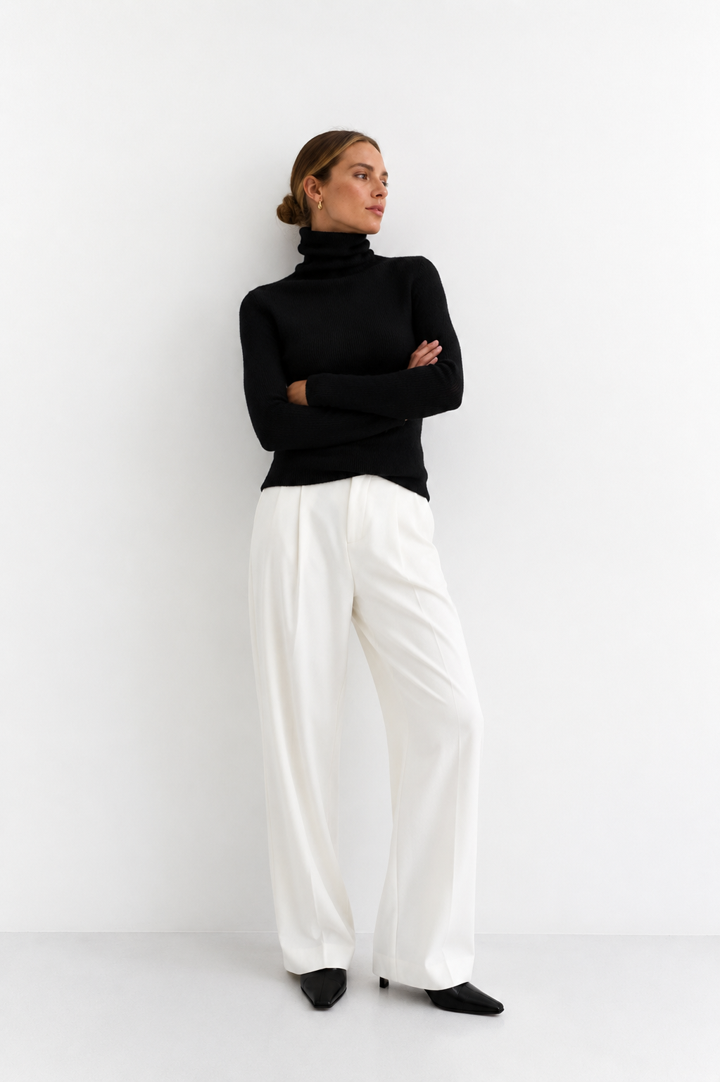 Ribbed Soft-Knit Roll Neck Sweater