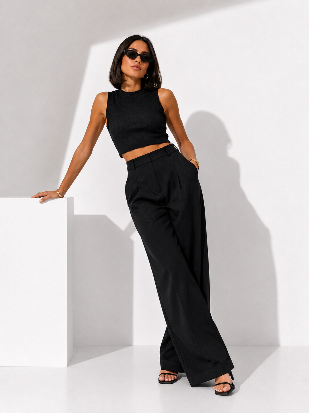 Wide-Leg Tailored Pants