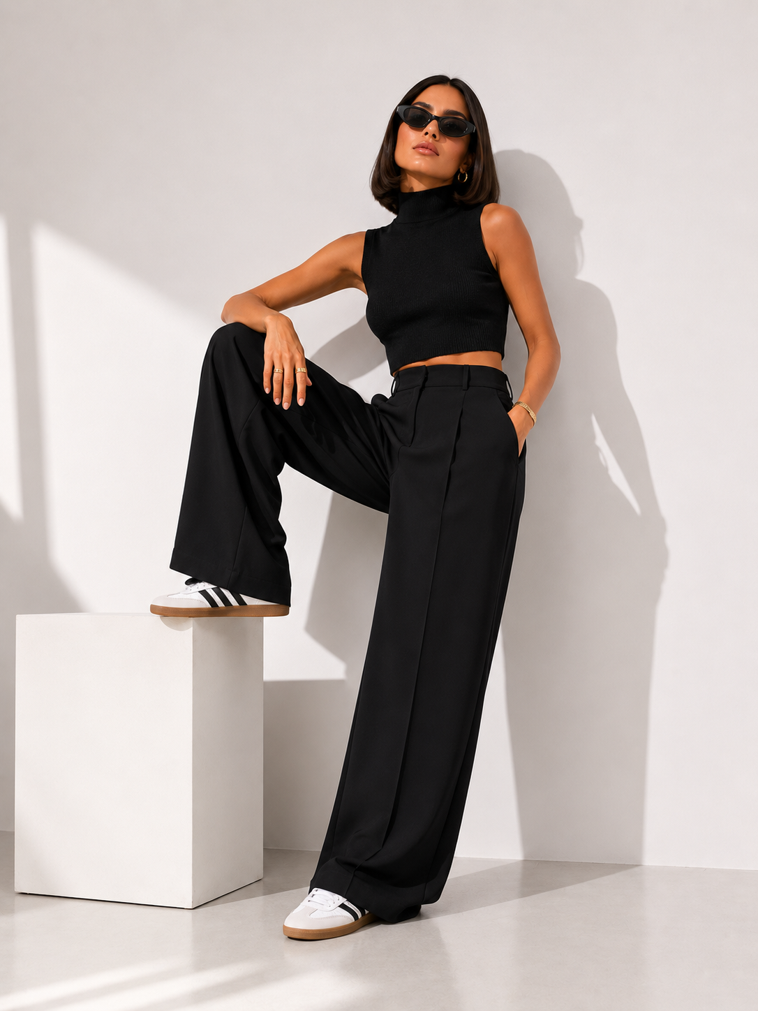 Wide-Leg Tailored Pants