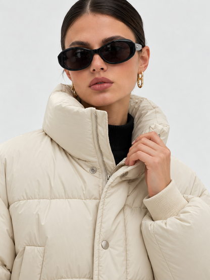 Cropped Stand-Collar Puffer Jacket