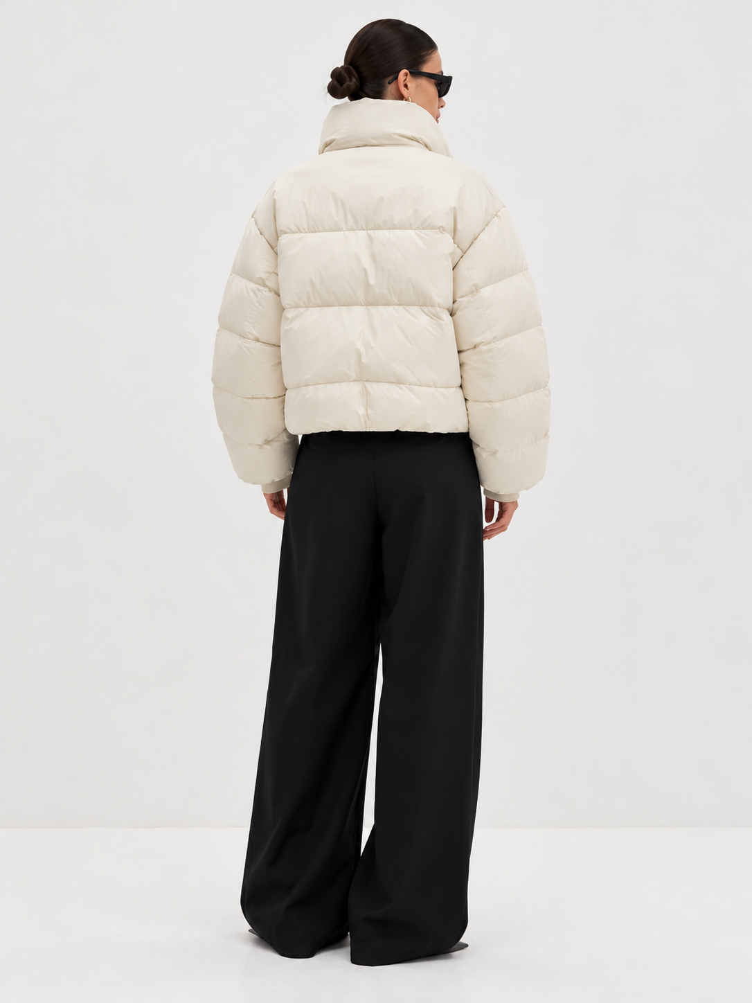 Cropped Stand-Collar Puffer Jacket
