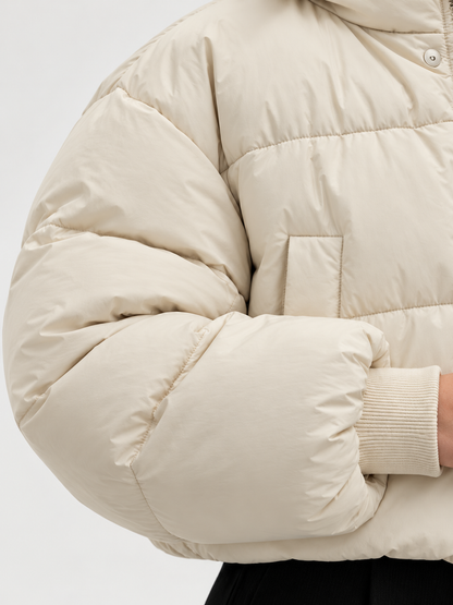 Cropped Stand-Collar Puffer Jacket