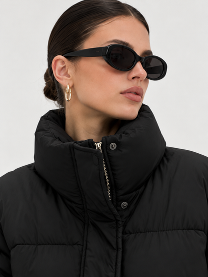 Cropped Stand-Collar Puffer Jacket