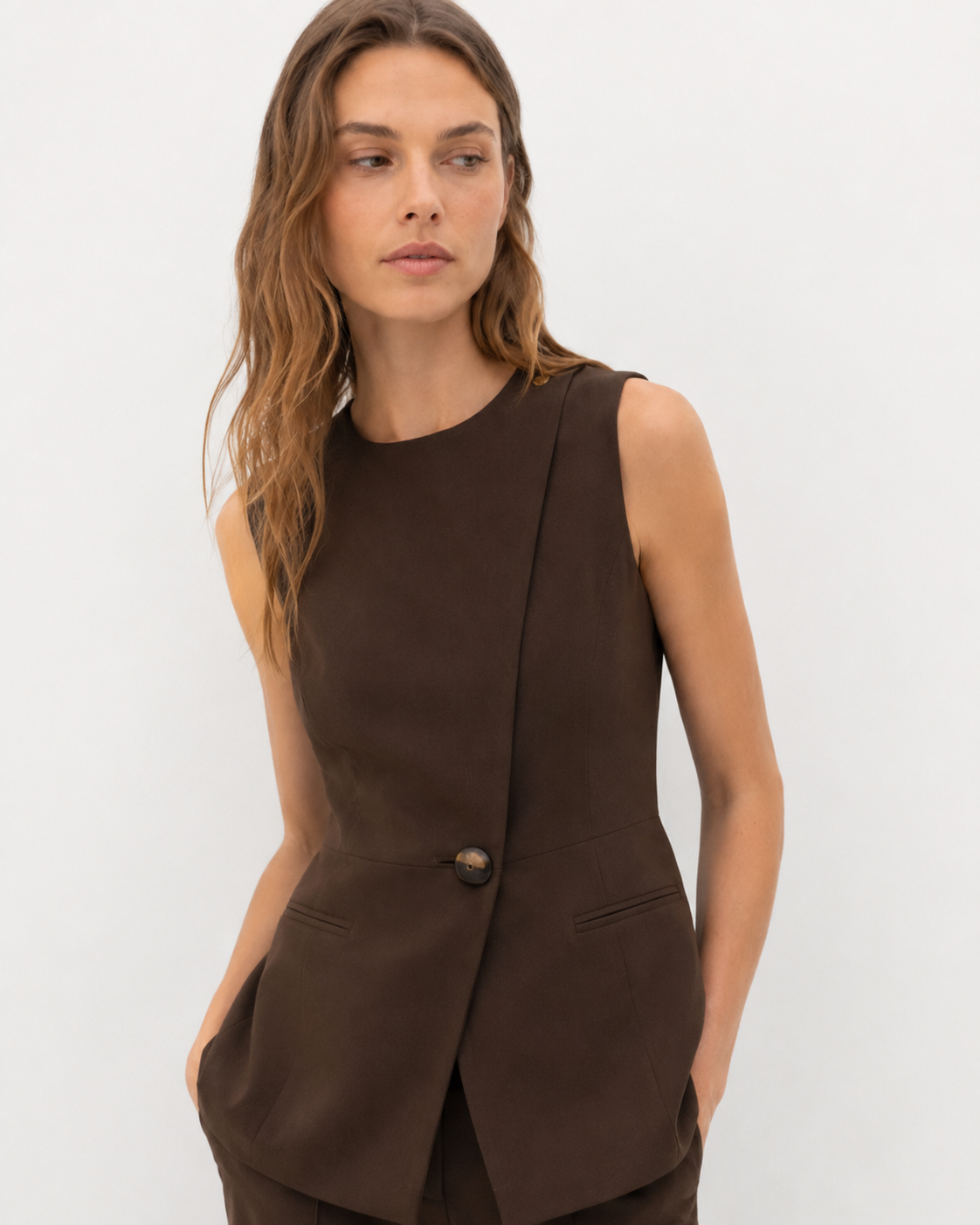 Asymmetric Vest Two-Piece Set