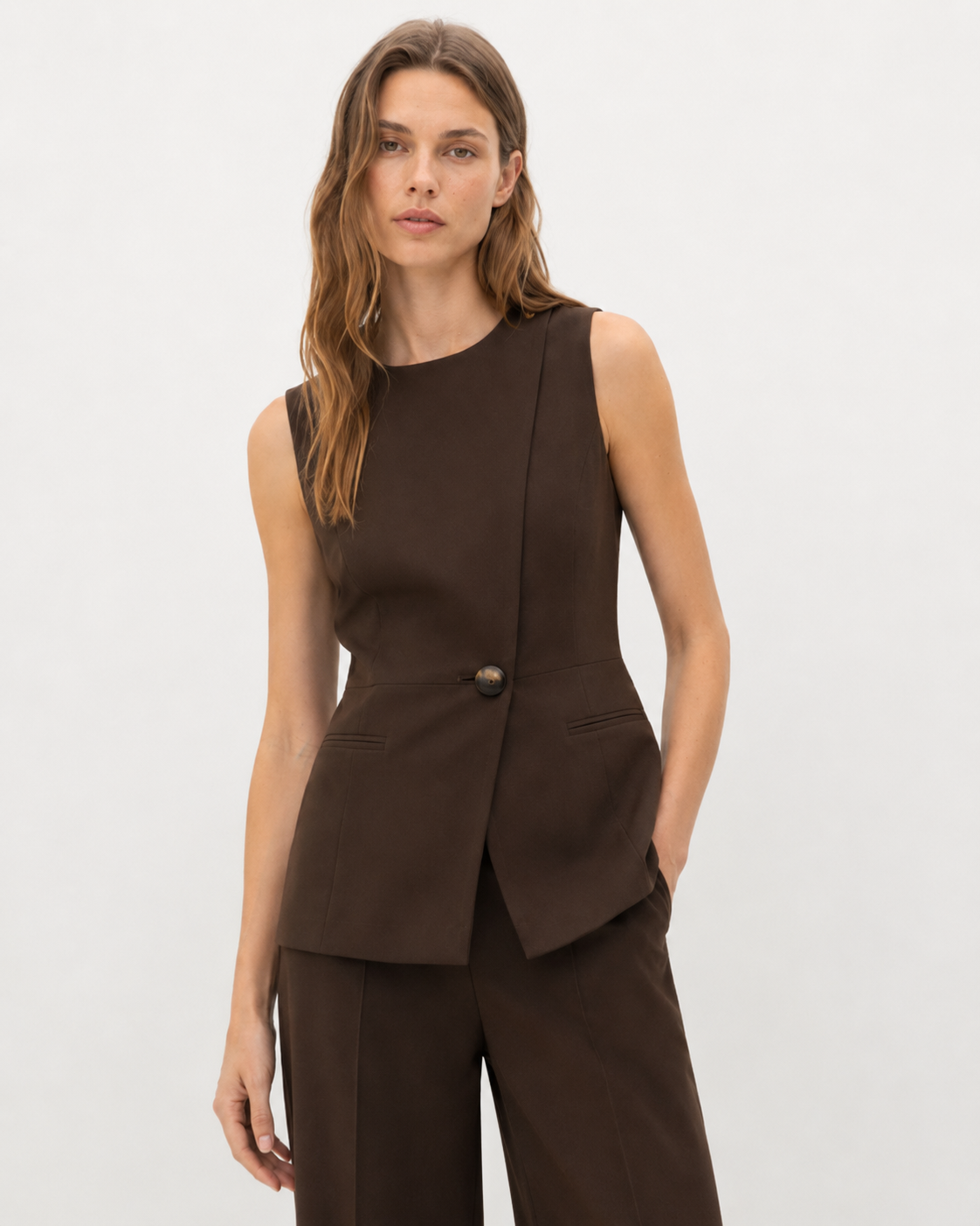 Asymmetric Vest Two-Piece Set