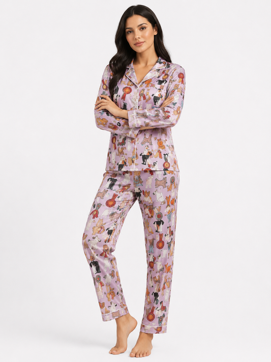 Printed Long Pyjama Set with Jogger Pants