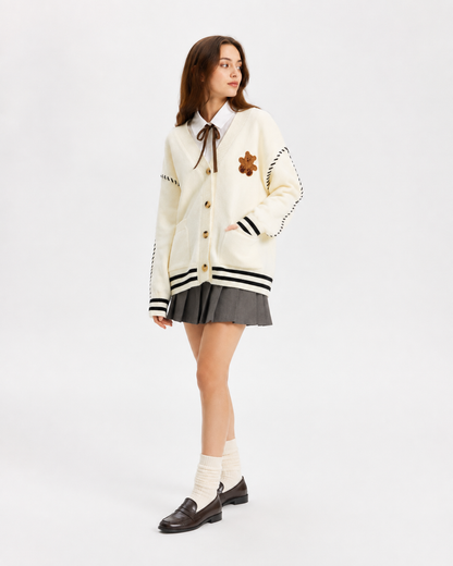 Embroidered V-Neck Cardigan