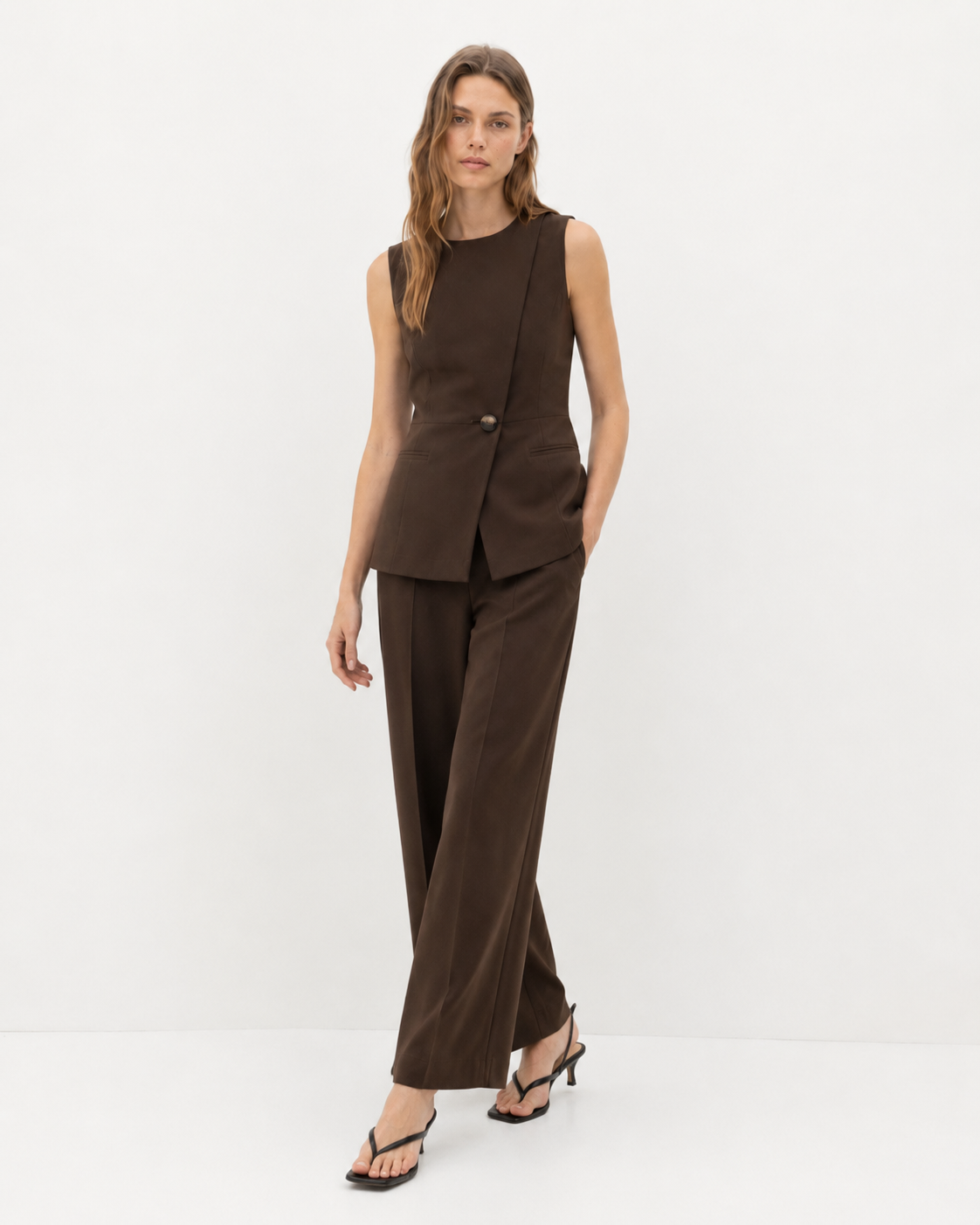 Asymmetric Vest Two-Piece Set