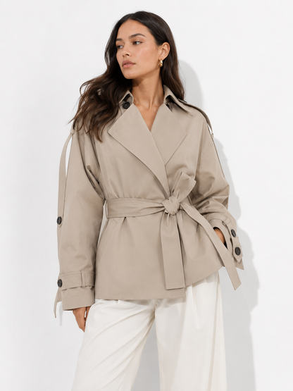 Belted Cropped Trench Jacket