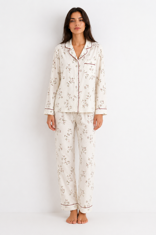 Cardigan-Style Long Pyjama Set