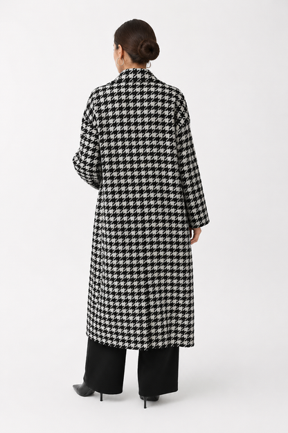 Houndstooth Double-Breasted Coat