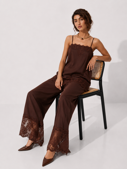 Lace-Trim Camisole and Pants Pyjama Set