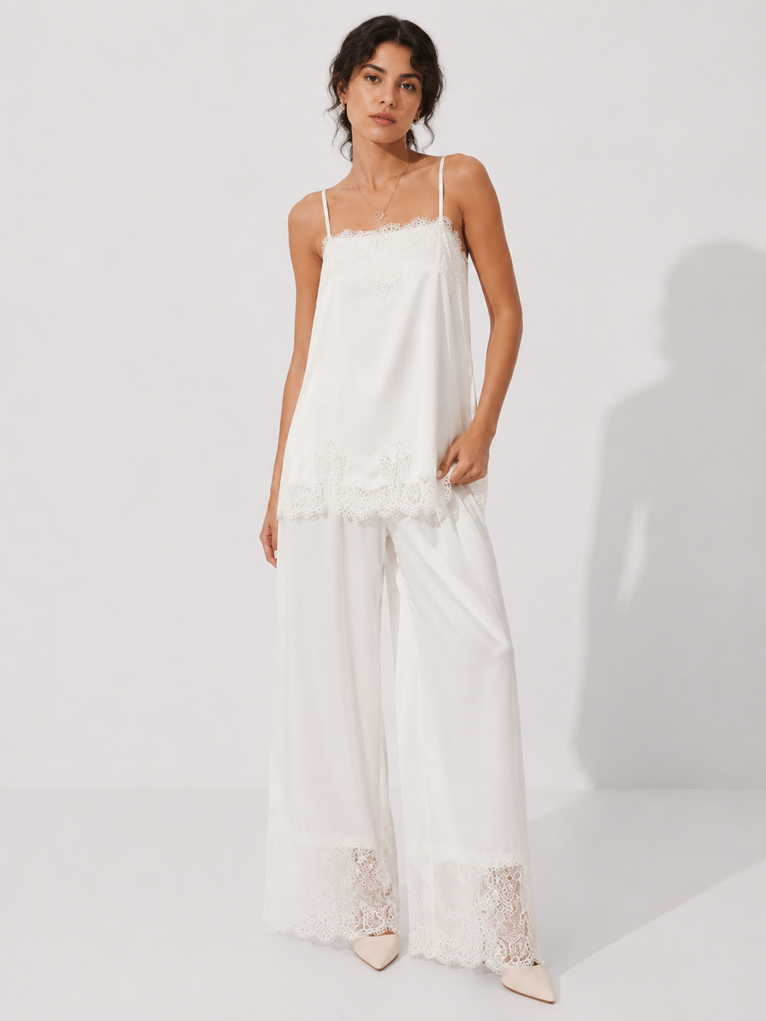 Lace-Trim Camisole and Pants Pyjama Set