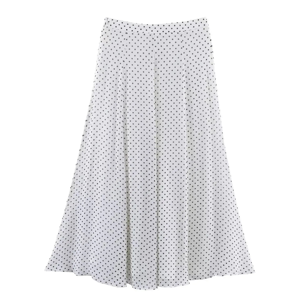 Polka-Dot High-Neck Blouse and A-Line Maxi Skirt Set